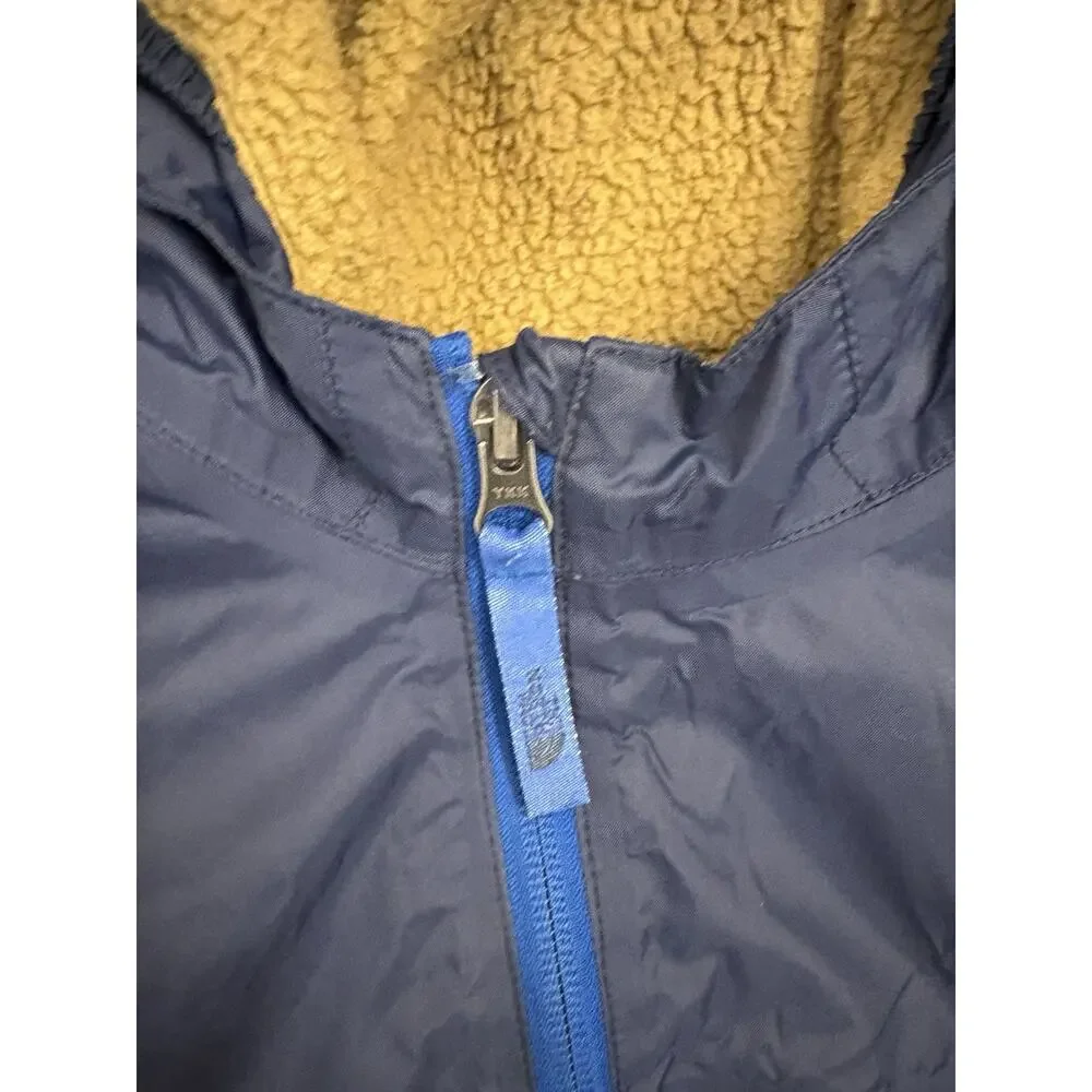 North Face Sherpa Lined Full Zip Hooded Coat Size 12-18 Months Blue/Gray